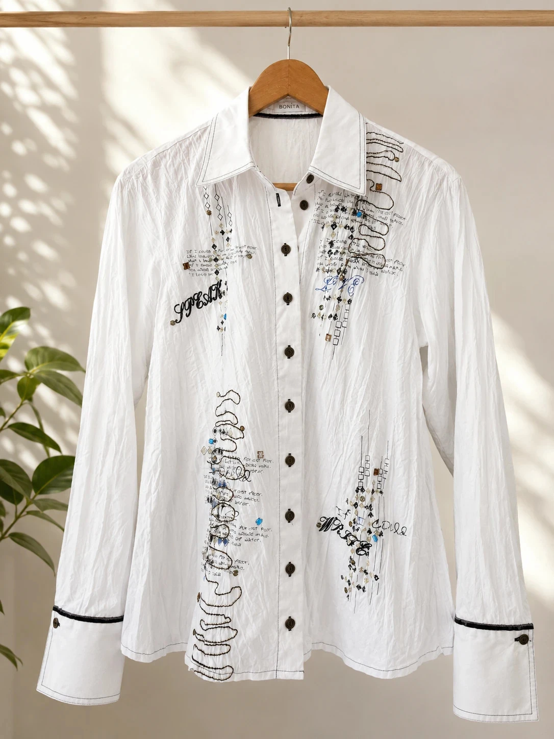 Chemisier blanc Bonita brodé – Taille 38 – Proche du neuf
